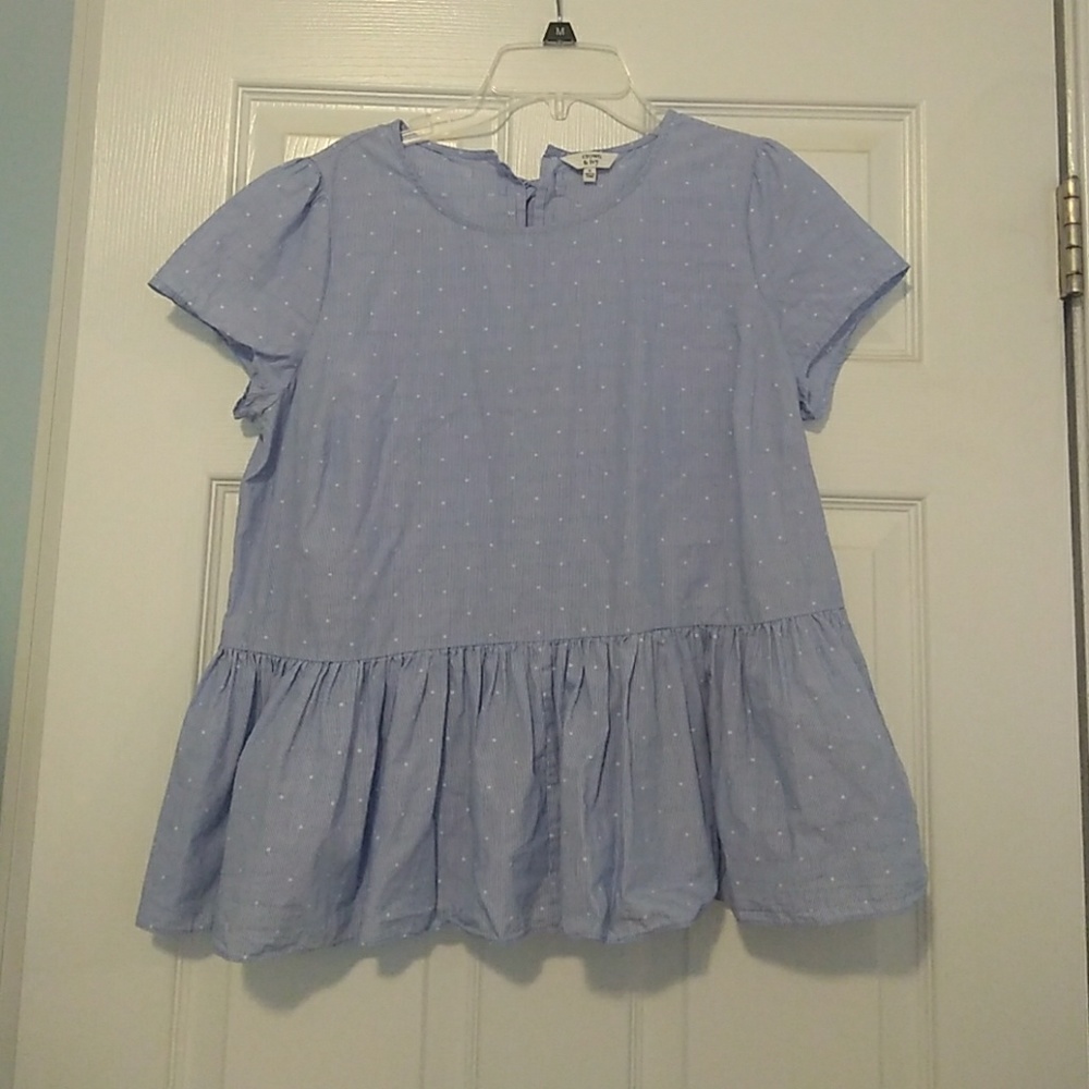 Polka Dot, Bow Back Peplum Top